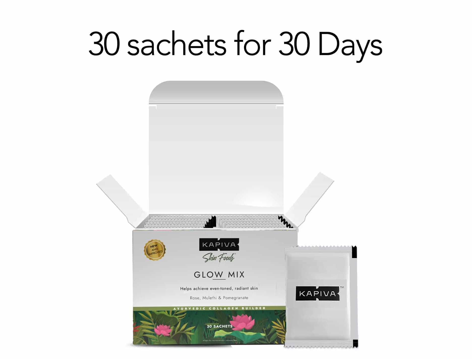 Get the power of multiple natural ingredients to fade pigmentation in one sachet every day. Start your journey with 30 sachets in the first month.